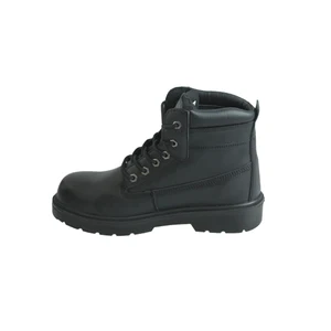 Anti Smash Puncture-proof Safety Boots Black Smooth Leather Waterproof Upper Mid-cut Work Footwear Can Customized Security Shoes
