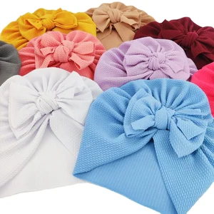 New Baby Fetal Cap Soft Plain Beanie Hat with Bow Knotted Feature for Newborn Autumn Toddler Infant Headwear Hair Accessories