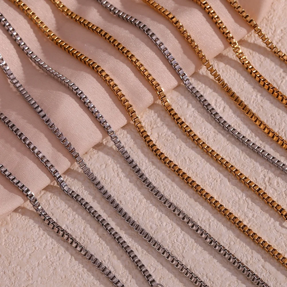 Minimalist Stainless Steel Round Box Chain Necklace 18k Gold Plated Chain Necklace Body Jewelry