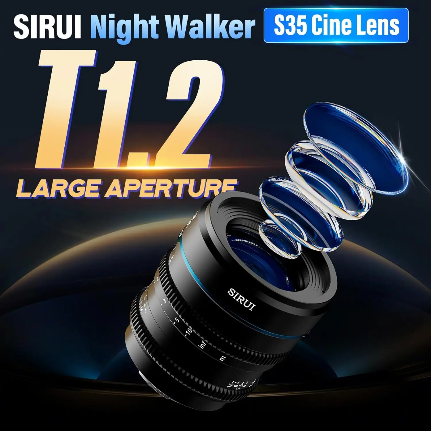 [新同品]SIRUI Night Walker 24mm T1.2 SIRUI Night Walker 24mm T1.2 Cine Lens - Large Aperture