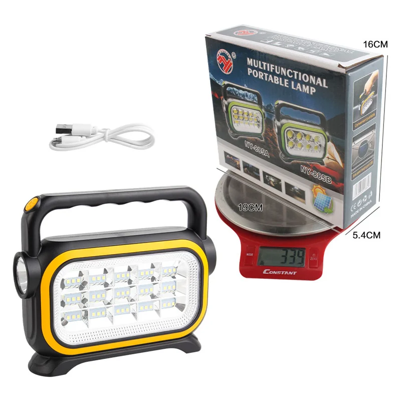 New Arrival Solar Multi Function Rechargeable Hand Lamp Portable Emergency Hiking Camping Light Outdoor LED Hand Lamp