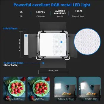Neewer 2/3 Packs 530 RGB Led Light with APP Control, Photography Video Lighting Kit with Stands and Bag, 528 SMD LEDs CRI95 detail image