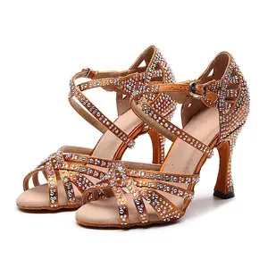 Customized Classic Latin Dance Shoes for Women Rhinestone-Embellished Salsa Shoes