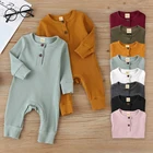 Long Kids Newborn Babys Ribbed Cotton Rompers Bodysuit Baby Sleepsuits Infant Jumpsuit Solid Knitted Clothes Long Sleeve Jumper Kids Tales