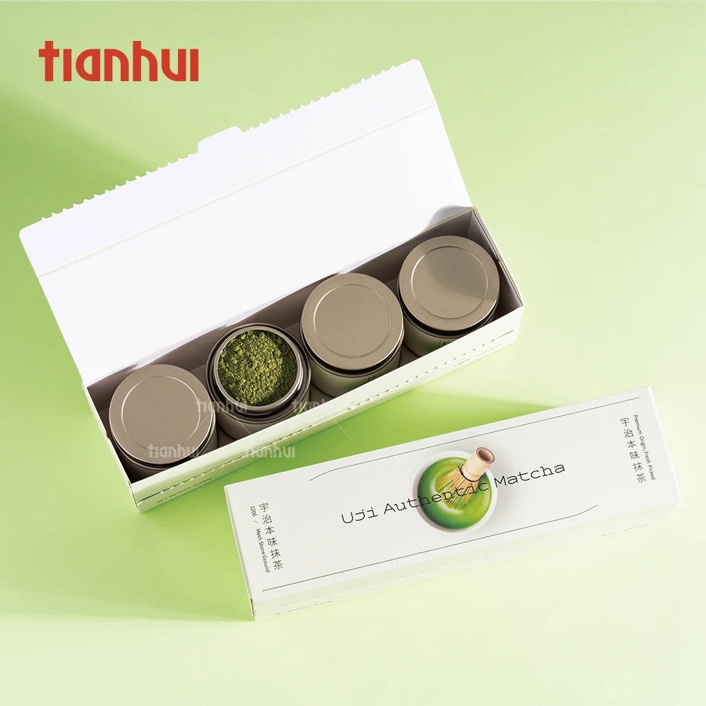 Kanistrat e Tianhui për Matcha, Kanistra të Vogla Rrethore dhe të Mbyllura me Lidhëse të Dyfishtë për Pulverin e Matchas