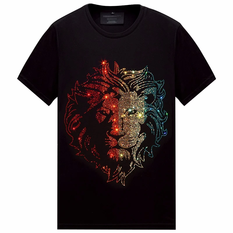 Exceptional Quality Bling Lion Hotfix Rhinestones Custom Design Animal Lion Iron On Transfer For Clothes
