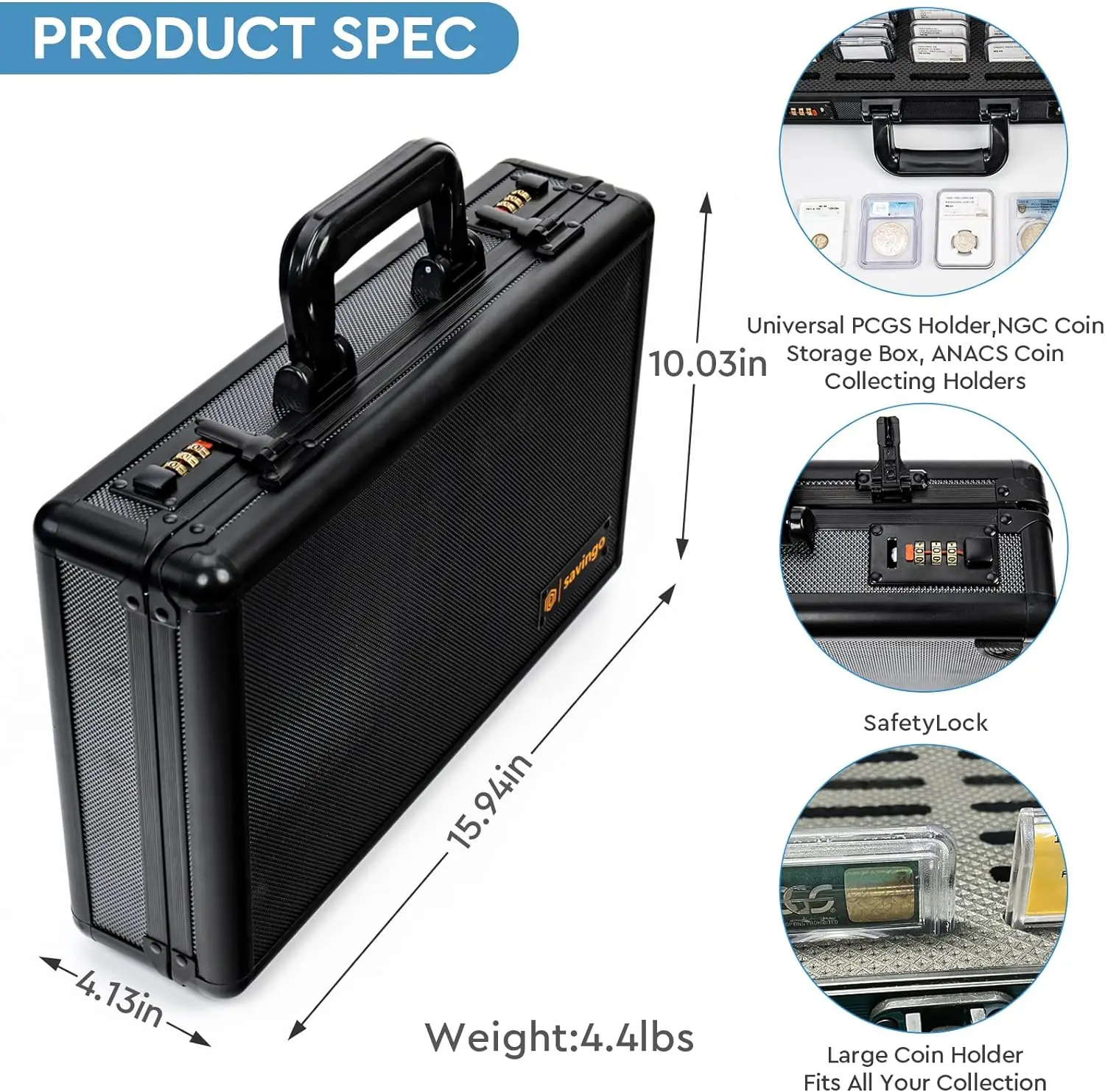 Coin Case Aluminum Slab Case with Handle - Secure & Stylish