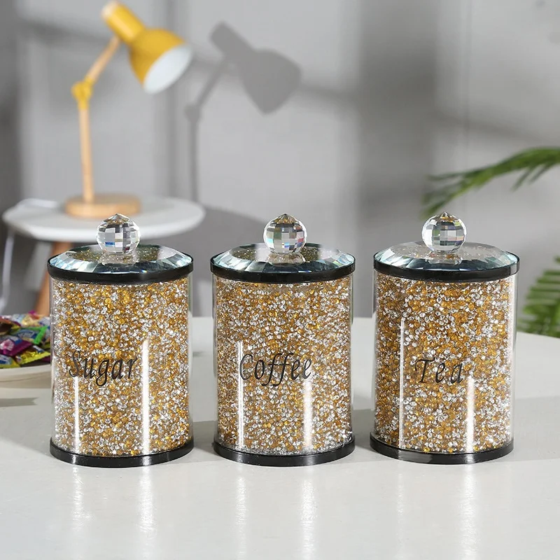 Eco-Friendly Round Crystal Glass Jar with Lid for Sugar, Tea