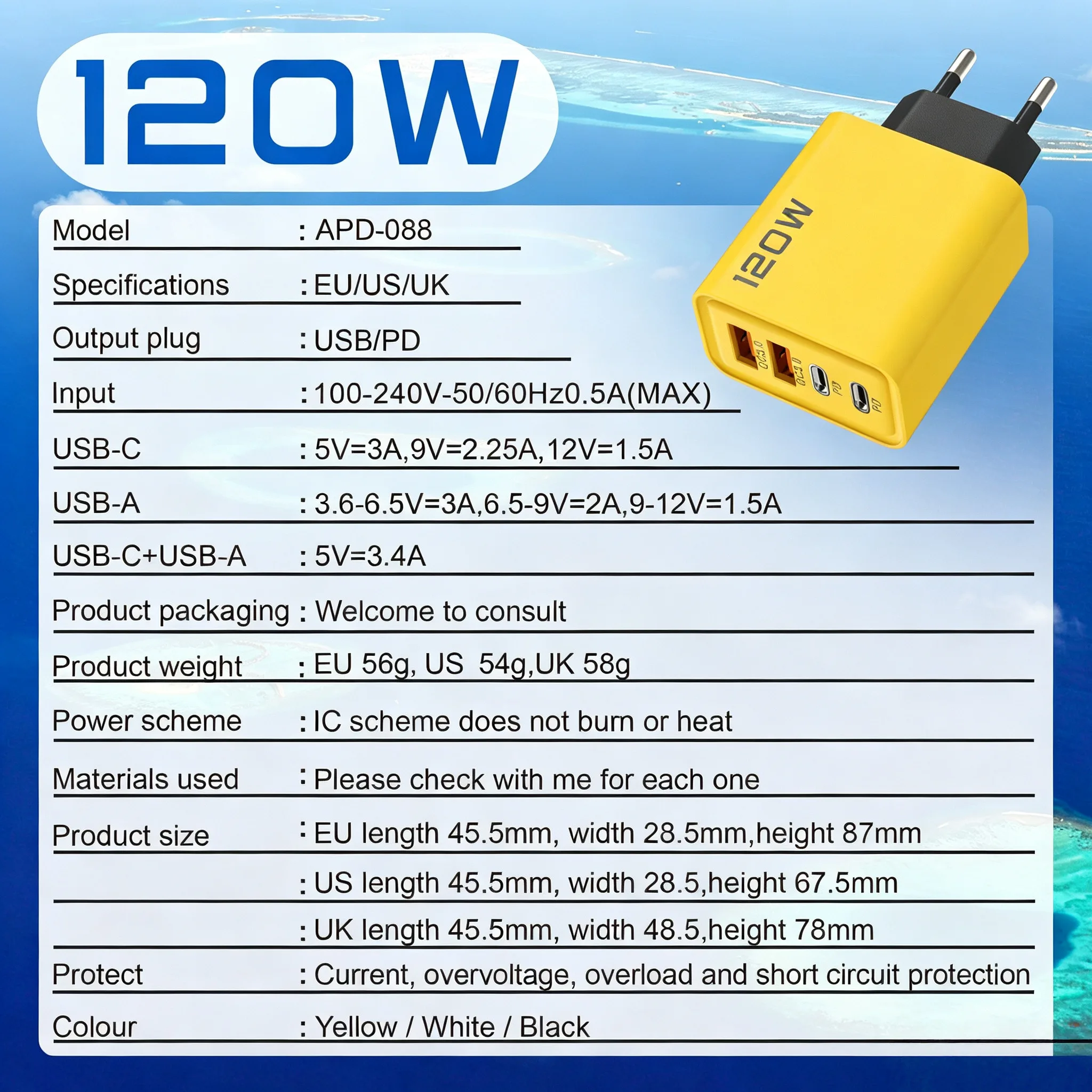 35W GaN PD Fast Charger Dual Port USB Type C USB EU Wall Charger CE Certified Smartphone Tablet Laptop Camera Earphone Multi