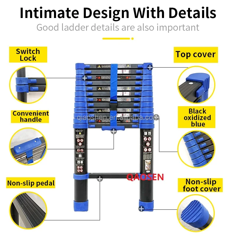 Ladder Rack Vertical Blue Black Oxidized Blue Telescopic Ladder New Design Retractable Loft ...
