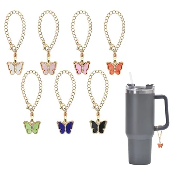 High Quality Personalized Butterfly Identification Charms for Tumbler Cup Steel Material for Bar and Bottle Accessories