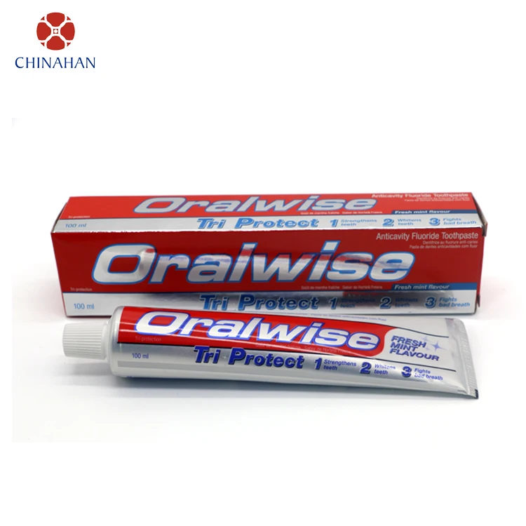 Фирменные производители добавляют фторидную трехцветную зубную пасту с мятным вкусом антиполостная зубная паста для свежего дыхания