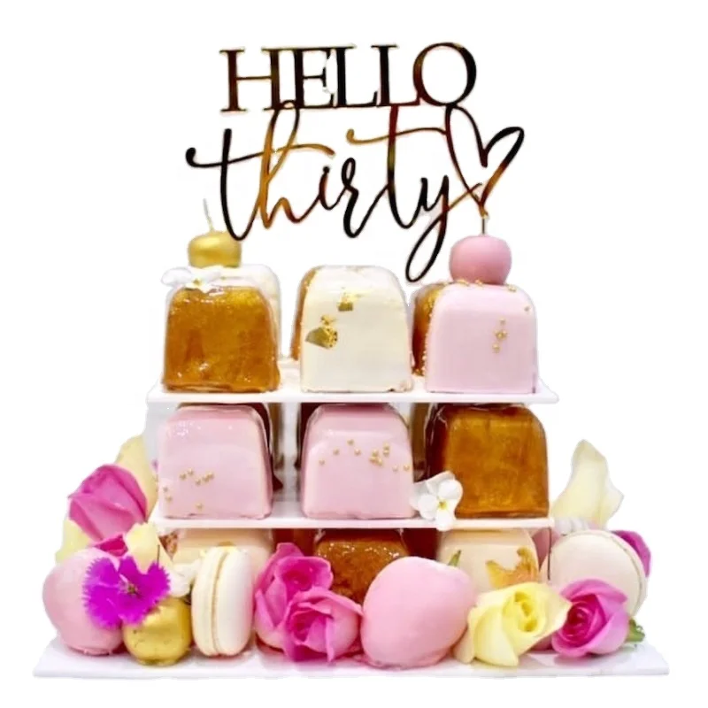Hello Thirty Custom Number Acrylic Cake Topper for Birthday Cake Decorating