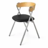 Black Faux Leather Seat, Stainless-Steel Frame