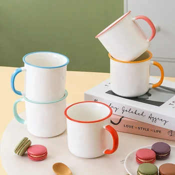 Online Sales Colorful Coffee Cups Customized Logo 12oz Ceramic Mug Sublimation Retro Ceramic Mugs