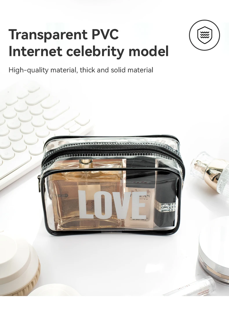 Portable PVC Cosmetic Bag Multifunctional Storage Bag Large Capacity Transparent Waterproof Cosmetic Wash Bag