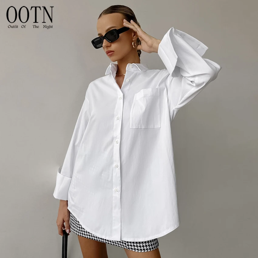 Ootn Female 2023 Loose Long Sleeve Woman Blouses Cotton Office White ...