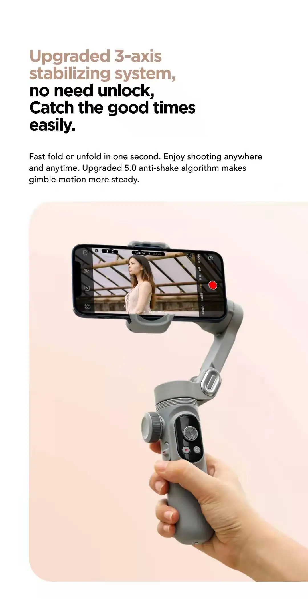 AOCHUAN Smart X Pro Foldable 3-Axis Handheld Smartphone Gimbal with Fill Light & Wireless Charging for iPhone 13 Pro Max Samsung