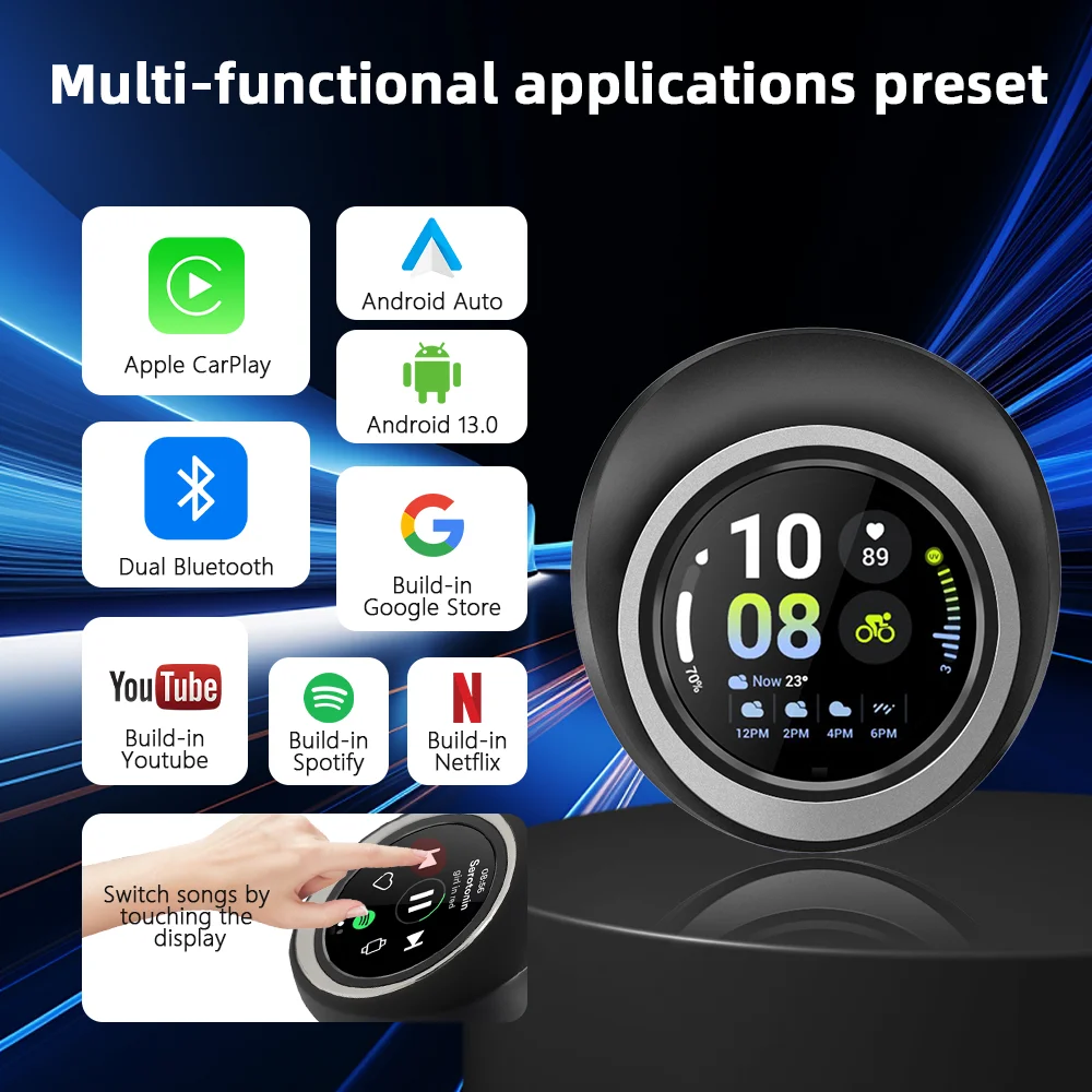 2025 NEW Magic Streaming Wireless CarPlay Adapter Smart Ai Box with Touch Screen Android Auto Car Play Box Universal