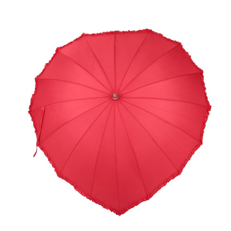 High Quality Red Color Women Wedding Heart Shape Umbrella