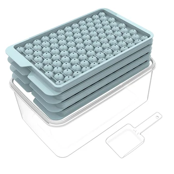 New Style Custom Mini 104 Grid Ice Ball Mold Cube Maker Mold Round Ice Cube Tray with Lid and Bin