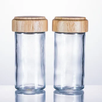 Wholesale Kitchen Salt and Pepper Shaker 90ml Glass Spice Bottle with  Bamboo Wood Lid - China Spice Bottle and Salt and Pepper Shaker price