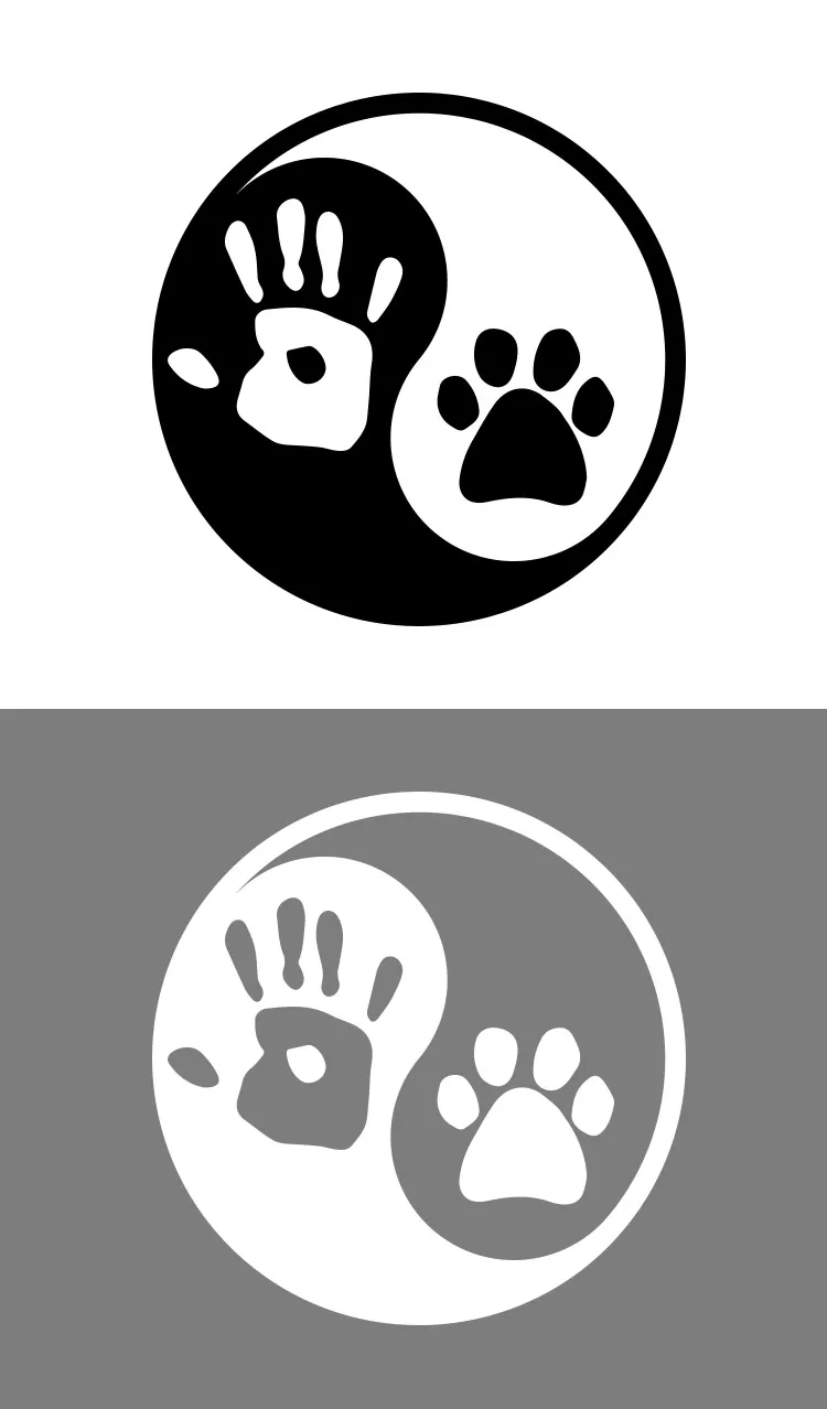 Hand and Pet Paw Yin Yang Symbol Car Window Laptop Vinyl Decal Sticker 