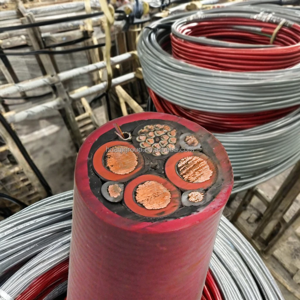 Huaqi cable  Crane Reeling Cable 3.6/6kV MV medium voltage Flexible 3x70+1x35+(6x2,5)+18E9 Mining Cable with optical fibre