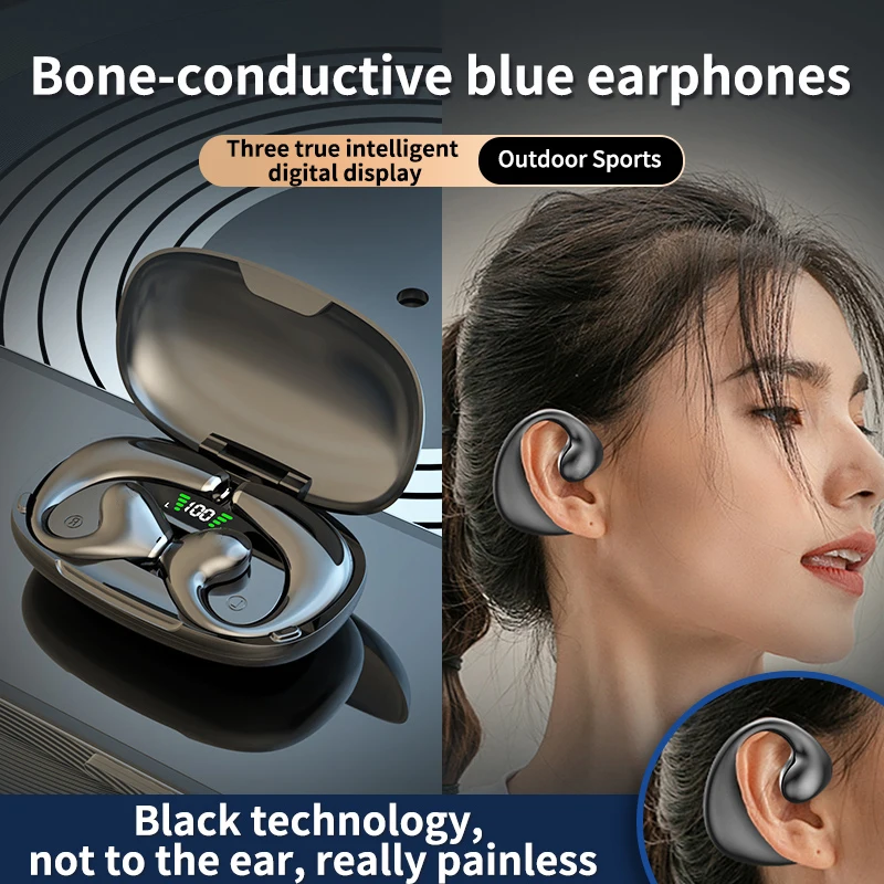 Jr02 Ear Clip Air Conduction Earbuds Ear Hook Wireless Outdoor Sports Tws Earphones Open Ear Headphones