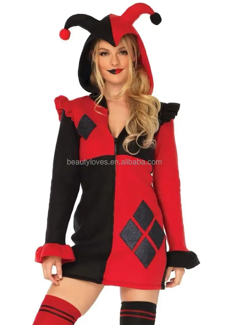 Hot Sale Harley Quinn Cosplay Red Black White Dress Sexy Clown Halloween  Costumes For Women| Alibaba.com