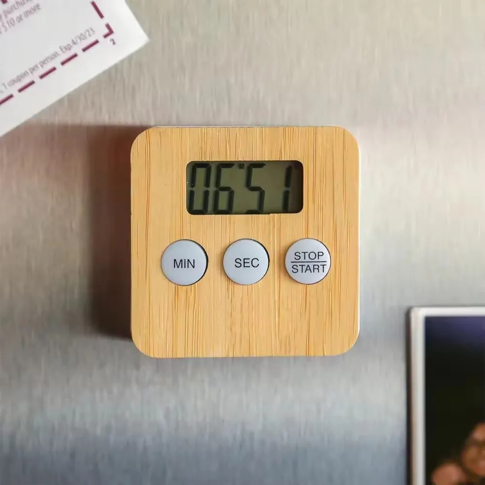 New China Supplier Kitchen Gadgets Cooking Tools LCD Digital Bamboo Wood Kitchen Timer Practical Cooking Timer With LCD Display