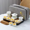 Juego de té de viaje Let Jade - Paisaje Jinting - Bolso de cuero gris