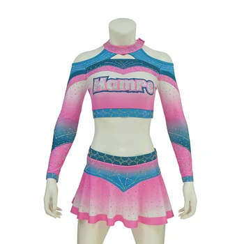 High Quality Competition Flo pink and Sky Blue  Cheer Uniforms