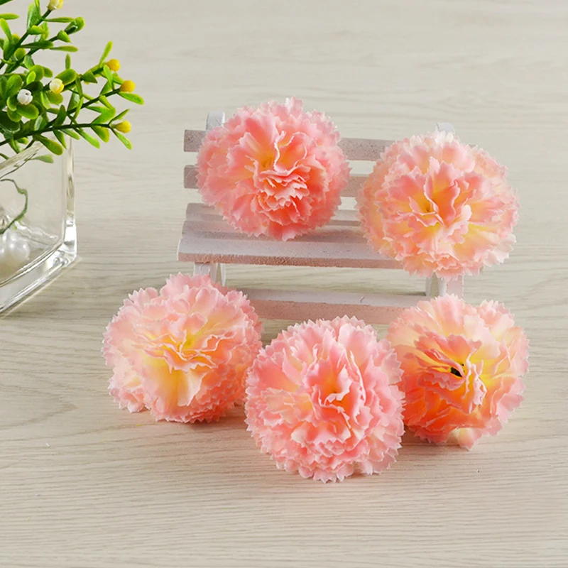 Wholesale Artificial Carnation Flower Heads Silk Flower Head Carnation For Wedding Decoration