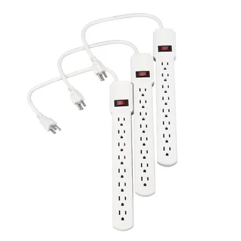 P056 8 Outlet Power Strip 90 Joules Surge Protector, 14 AWG x 3C 15 Amp Shock Proof 3 Prong White