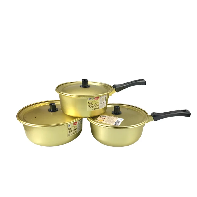 Korean Noodle Ramen Pot Aluminum Pot Korean Yellow Aluminum Stockpot Instant Noodles Pot((16cm))