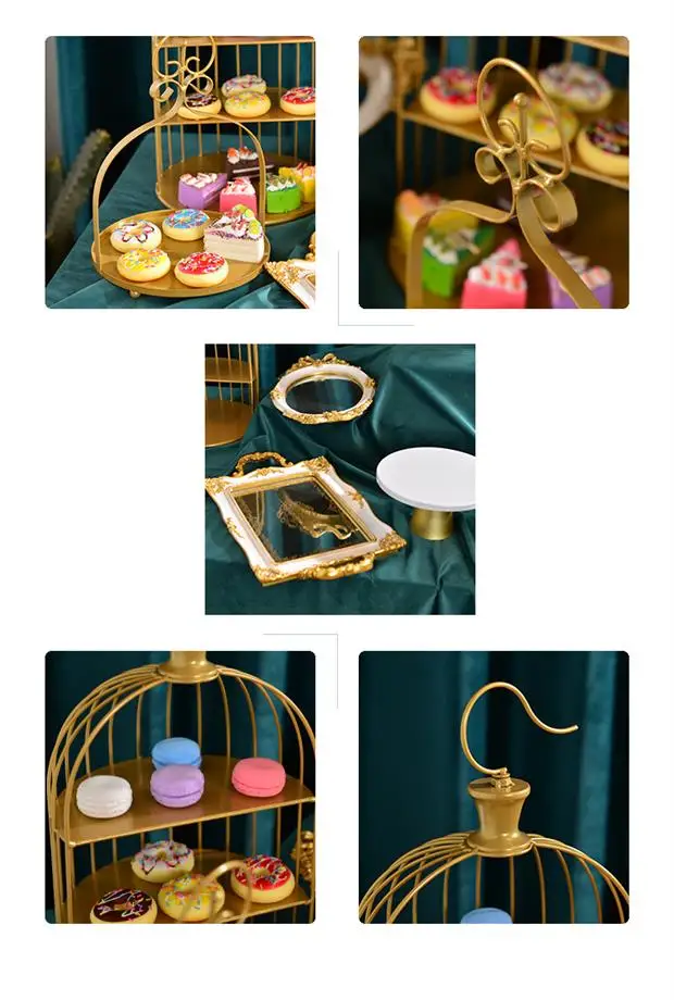 Huadison Catering Equipment Buffet 3piece Cake Stand Set Round Metal