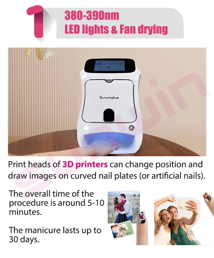 SUNWIN Nail Printer Finger DIY Print Art WIFI Automatic 3D Art Designs Finger Nails Printing Machine for Salon Use