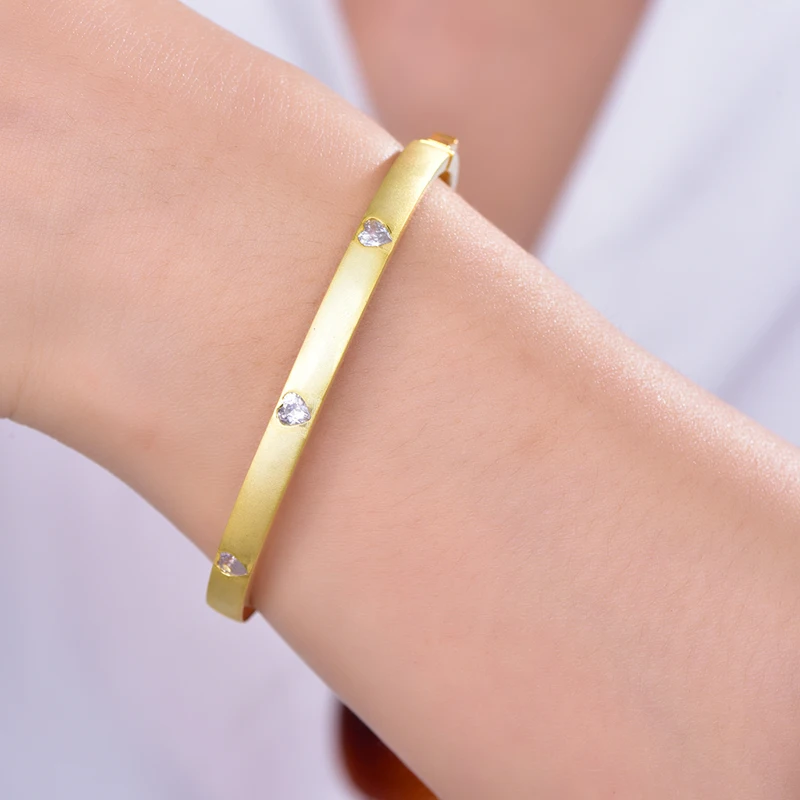 Hot Sale New Design Jewelry Gold Plated Women Fashion Accessory 925 Sterling Silver Crystal Bracelet Bangle