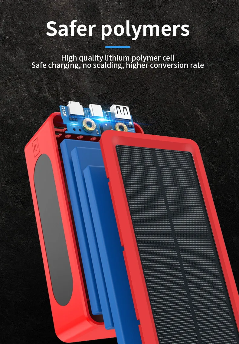 50000mah Power Bank Portable Solar Wireless Charger External Battery ...