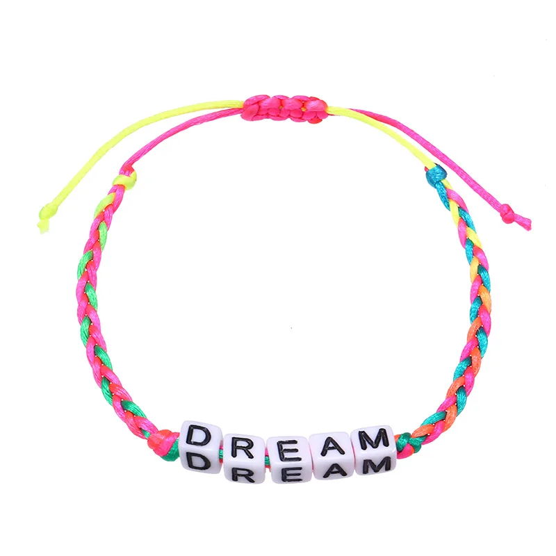 colorful rope adjustable letter beads bracelet