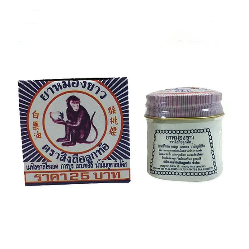 White Monkey Holding Peach Medicated Balm 12 Grams Thailand Original Monkey Peach Oil Tiger Balm Refreshing Cool