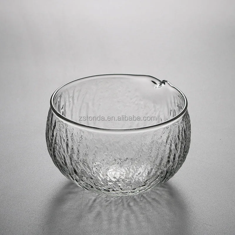 Textured Glass Matcha Bowl with Spout and spoon Unique Water