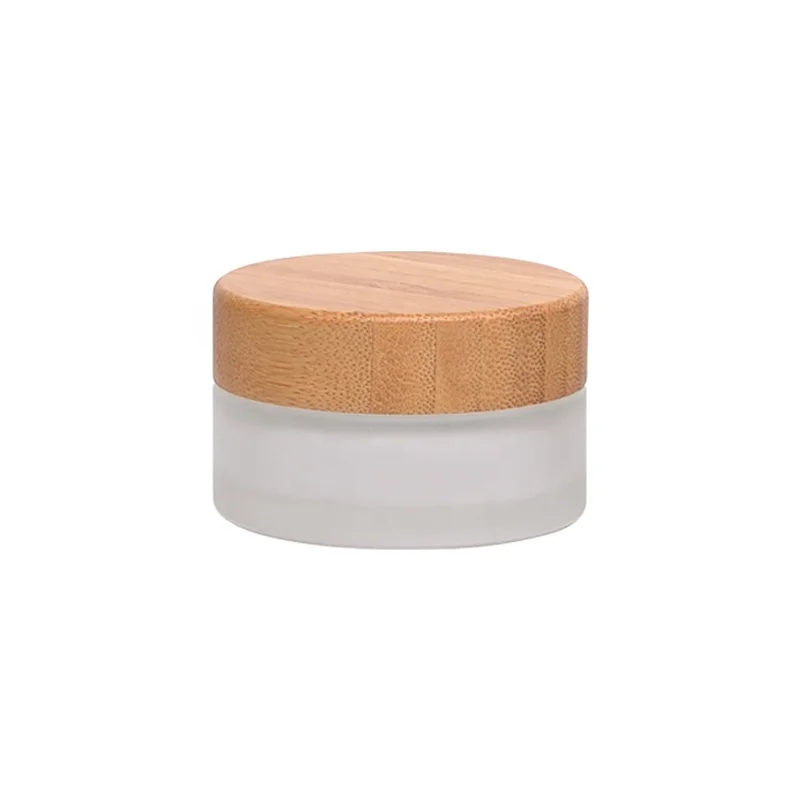 Bambus Kosmetik glas 30ml Glas Holzdeckel leere Kosmetik verpackung 30g  Milchglas und Deckel dunkelbrauner Holzdeckel