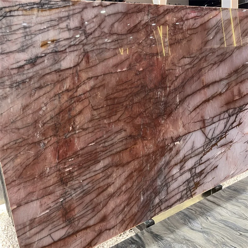 Люкс-бразильські екзотичні підсвічені кварцитові плити «Cosmopolitan», рожевий кварцит для оздоблення фонових стін