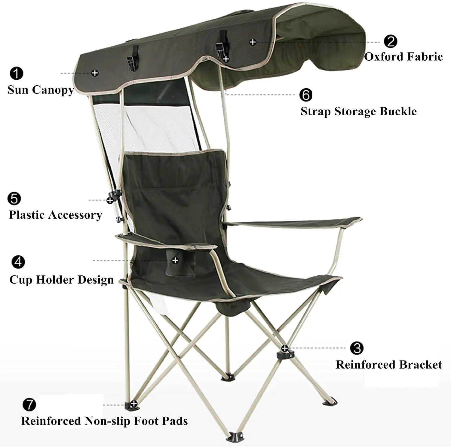 Lulusky Outdoor Canopy Chair Durable Folding Seat For Camping Hiking Picnic Fishing Beach Chair