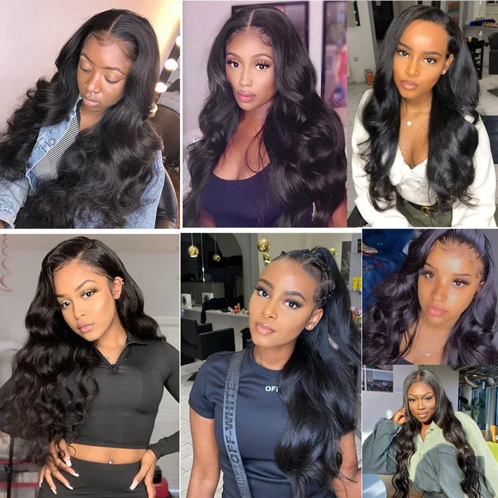Brazilian Body Wave Clip-Ins Human Hair Extensions 8 Pcs Set Natural Color Remy 1B_voghion.com