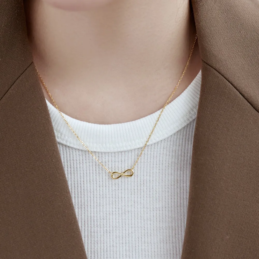 KAKODIY Valentine's Day Sweet Simple Promise 92.5 Gold Silver Color Adjustable Jewelry Girls Size 8 Infinity Necklace detail 3