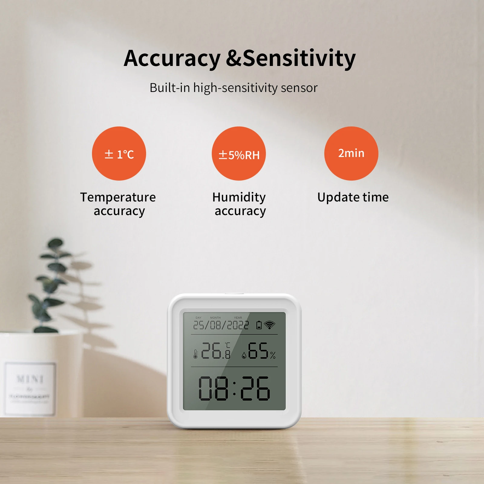 eMylo WiFi Temperature Sensor Hygrometer, Smart Thermometer with Smart App  and Data Recording, Indoor Thermometer for Home, Baby Rooms, Greenhouse