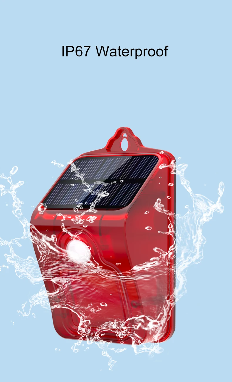 100db Waterproof Sound Security Wireless Siren Light Alarm Outdoor Solar Pir Motion Sensor Alarm